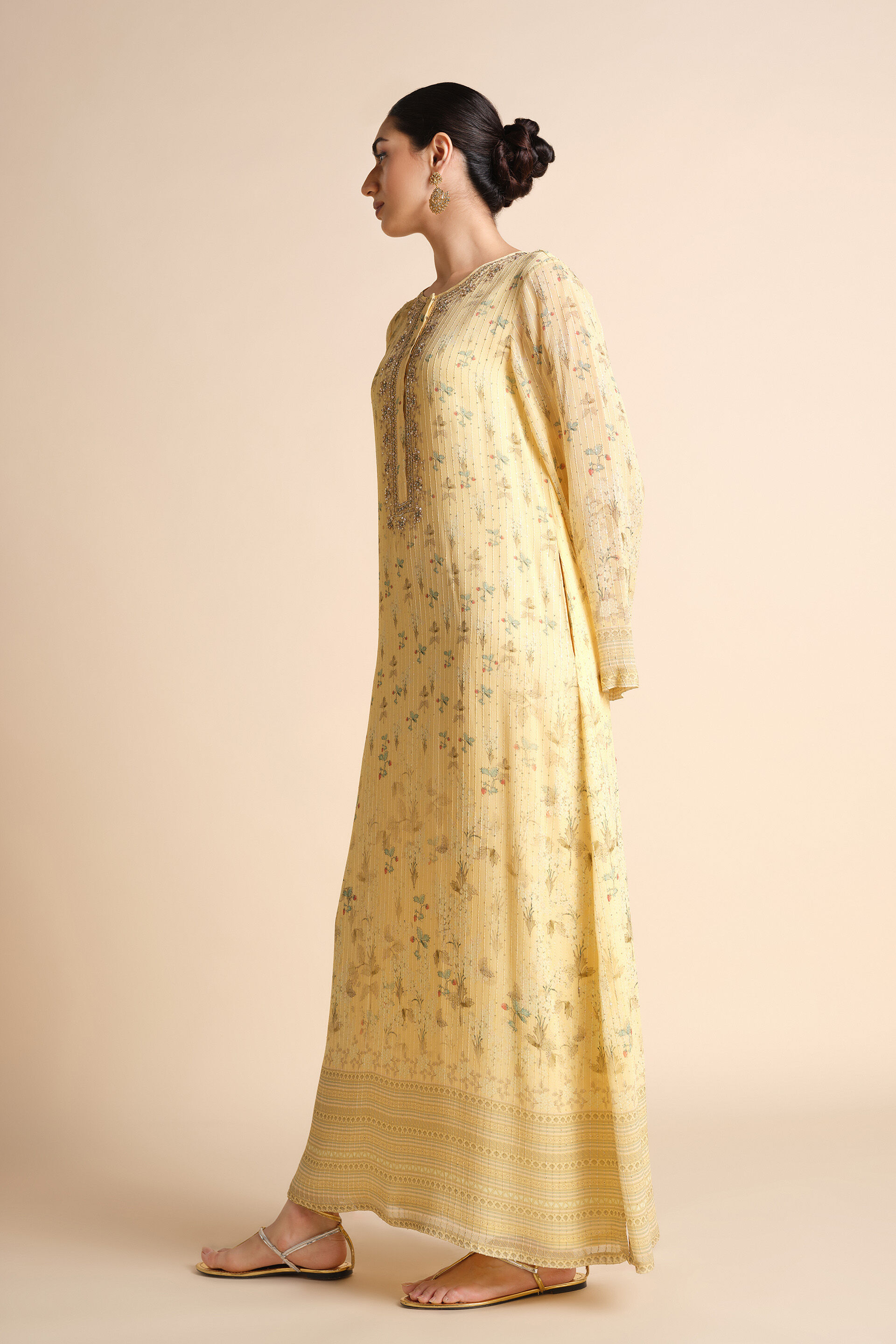 Hana Printed Kaftan - Yellow, Yellow, image 3